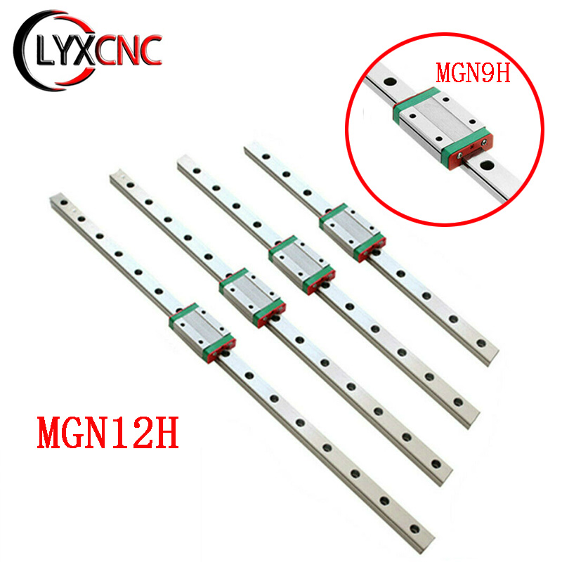 MGN12 MGN9 MGN15 소형 선형 레일 슬라이드 길이 100-1000mm + 3D 프린터 부품 용 MGN9H 블록 가이드 슬라이드 사용자 정의 가능
